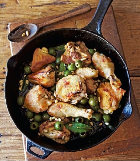 Lidia's Chicken with Olives and Pine Nuts