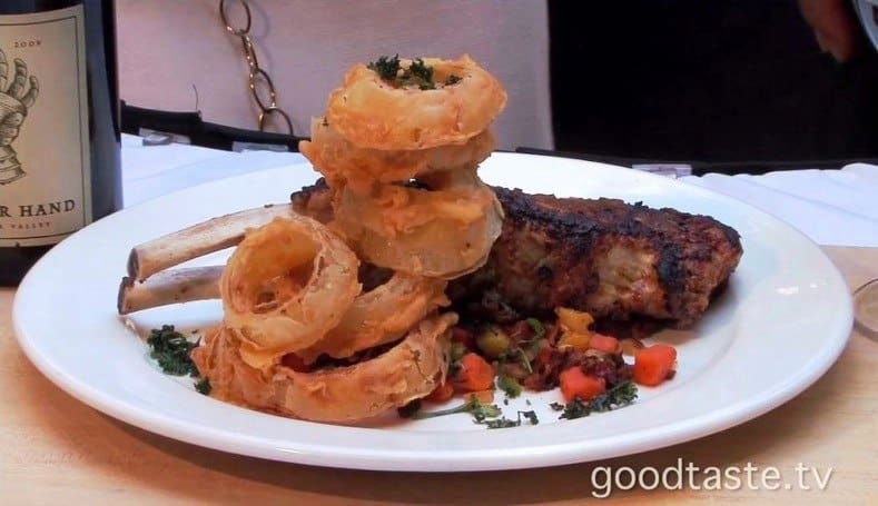 Boudro’s double-boned pork chop with sweet potato hash