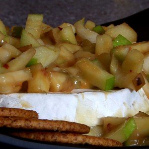 Baked Brie with Salted Caramel Apple and Pear Salad