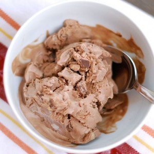 Peanut Butter Cup Ice Cream and Snickers Bar Sauce