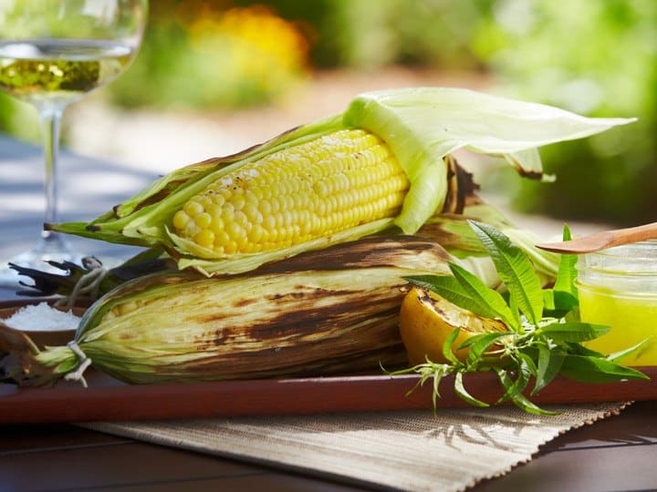Grilled Corn with Lemon Verbena Butter