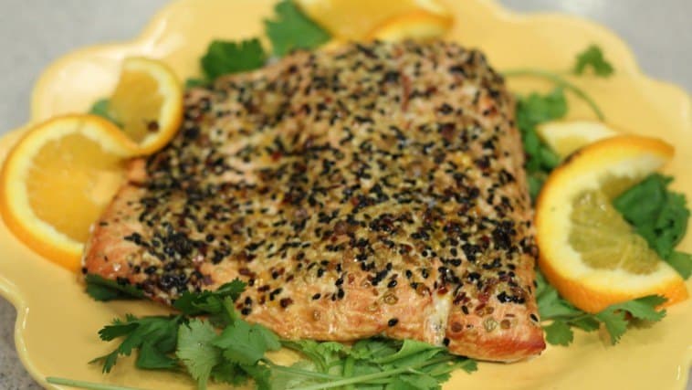 Cedar Smoked Salmon with Sesame Ginger Glaze