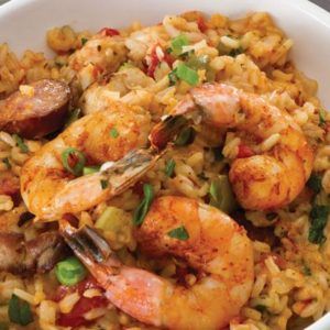 Chicken, Andouille and Shrimp Jambalaya