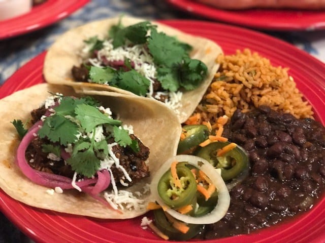 Red's Porch Pork Verde Tacos