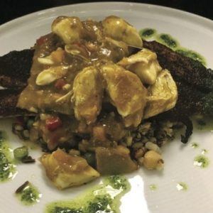 Blackened Red Fish with Crabmeat Etouffee