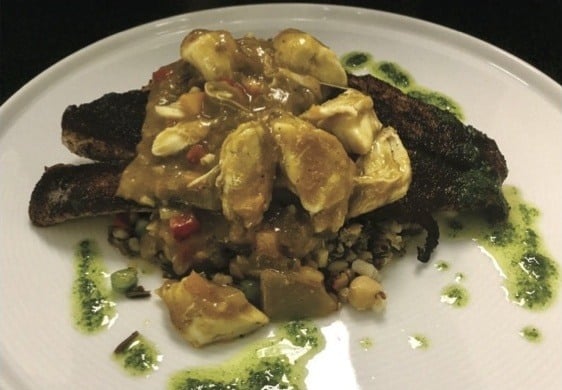 Blackened Red Fish with Crabmeat Etouffee