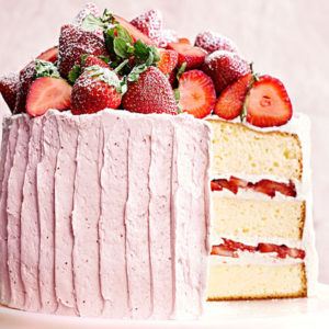 vanilla sponge cake with strawberry meringue buttercream 102934733 horiz 300x300 - Vanilla Sponge Cake with Strawberry-Meringue Buttercream