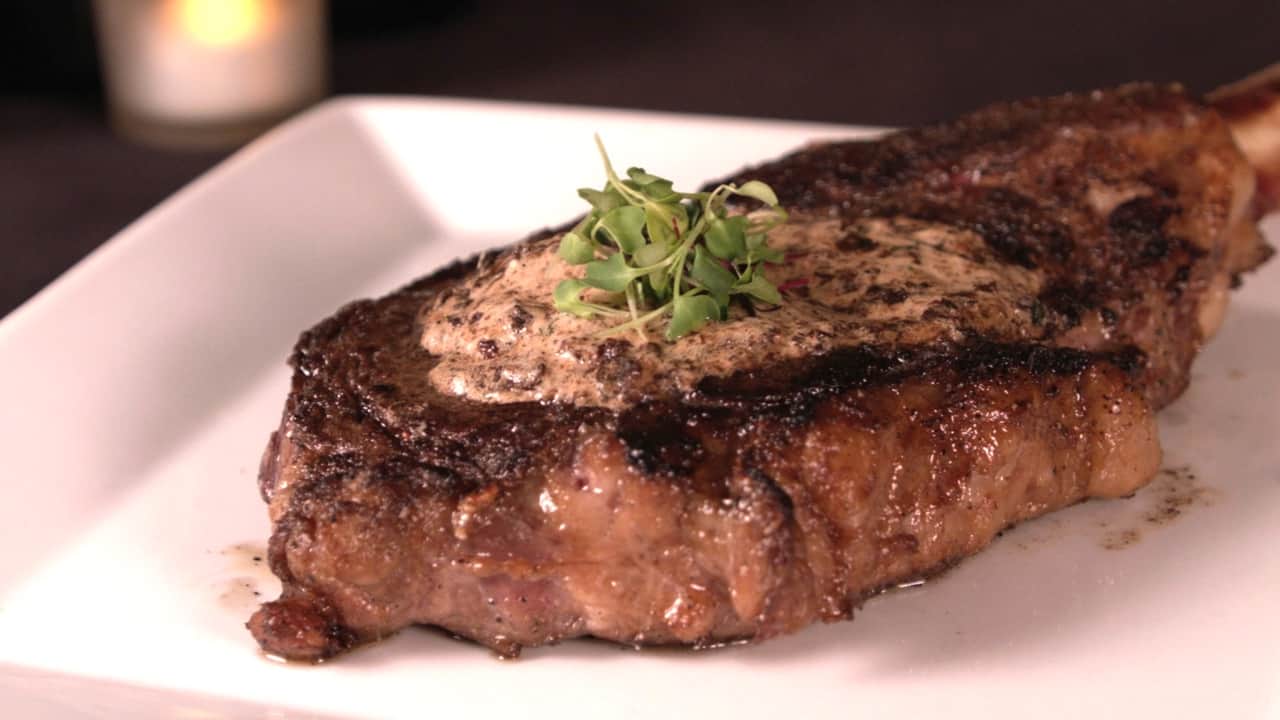 Chamberlain's 40 Day Aged Long Bone Ribeye with Porcini Mushroom Butter
