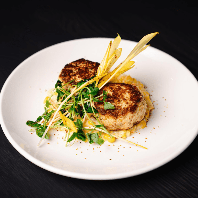 Pearl & Vine’s Crab Cakes with Creamed Corn Goodtaste with Tanji