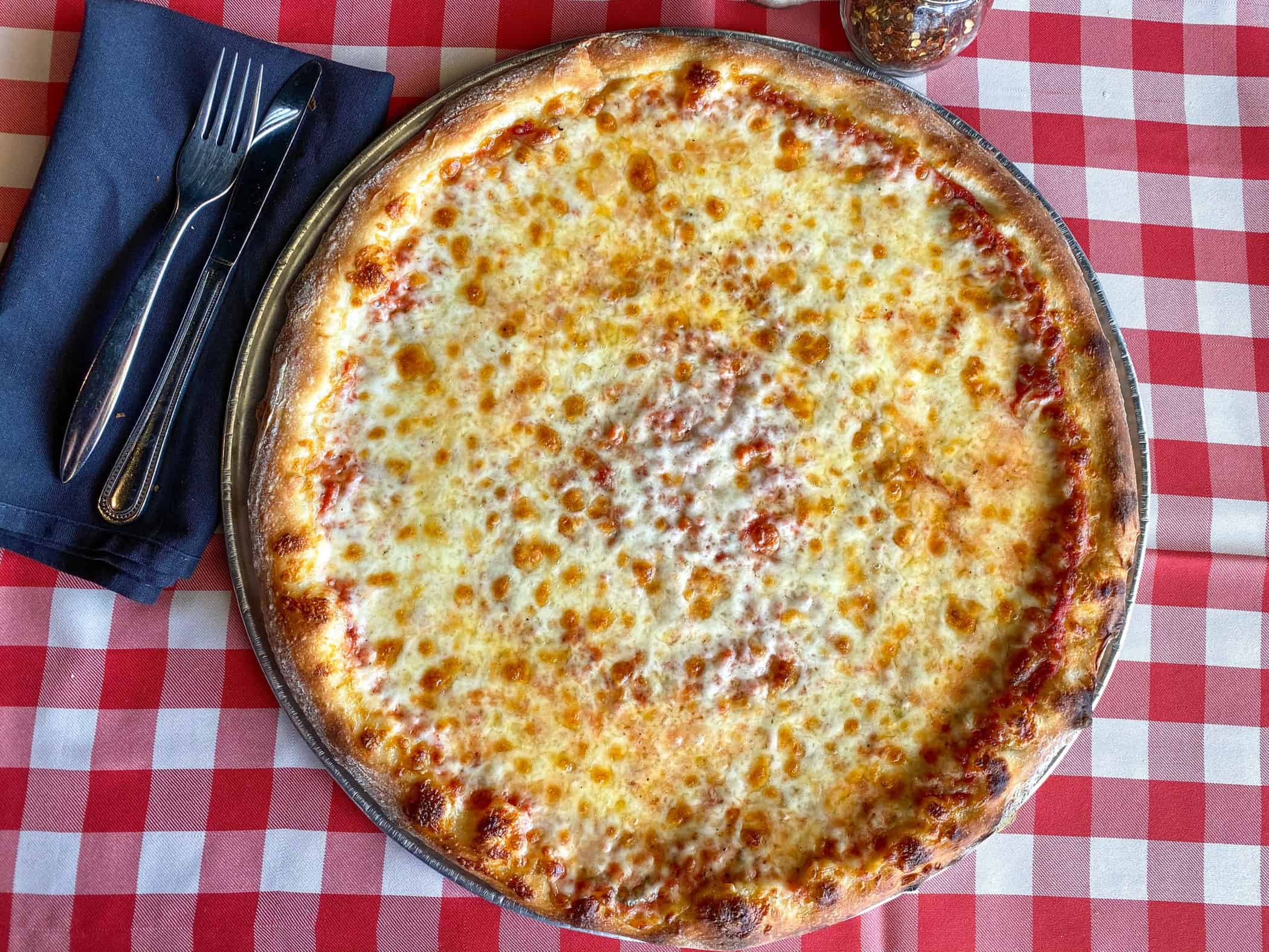 Cheese Pizza courtesy of Russos New York Pizzeria Italian Kitchen Cheese Pizza courtesy of Russos New York Pizzeria Italian Kitchen