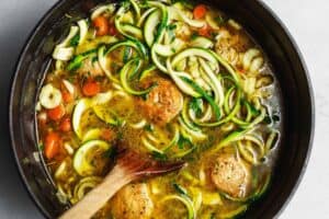 keto chicken meatball soup feature image