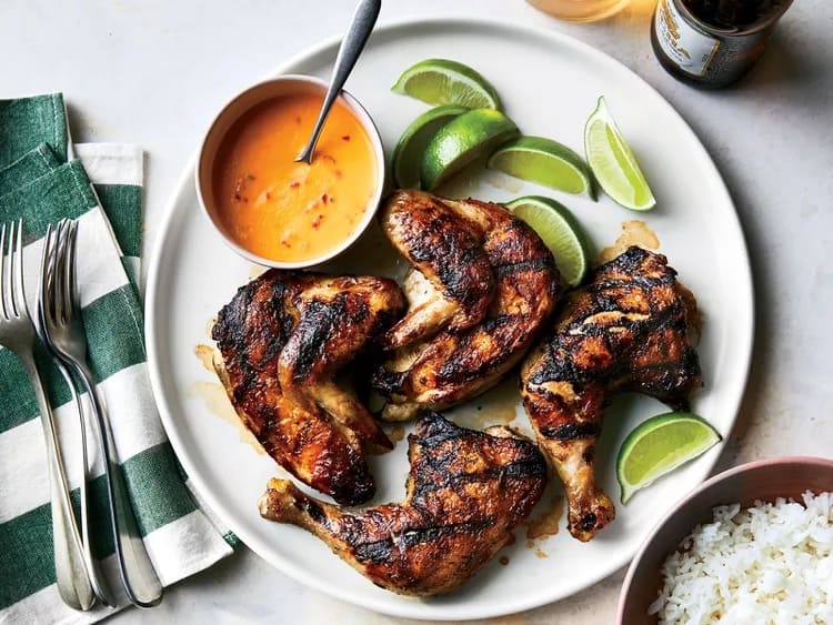 Grilled Chicken with Coconut Rice and Chile Lime Sauce