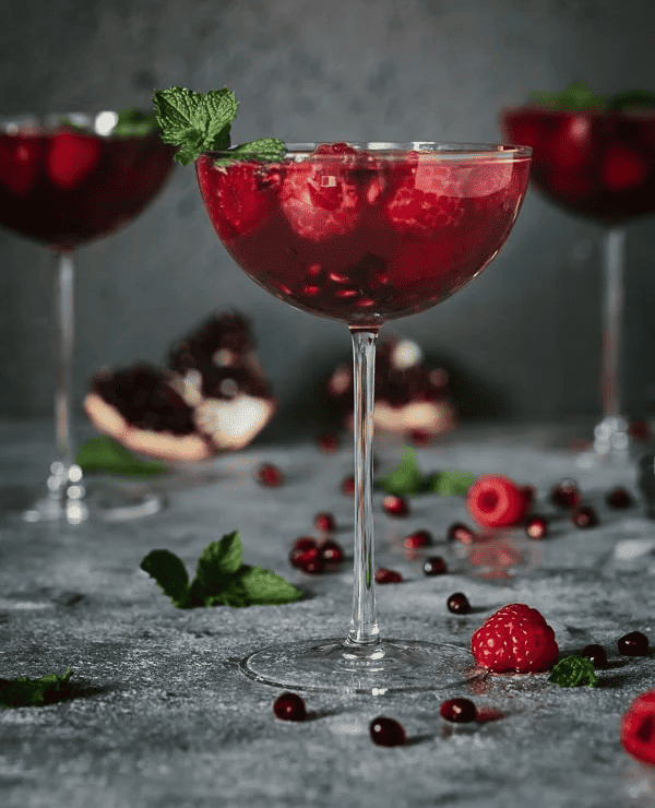 Raspberry and Pomegranate Rose Summer Cocktail
