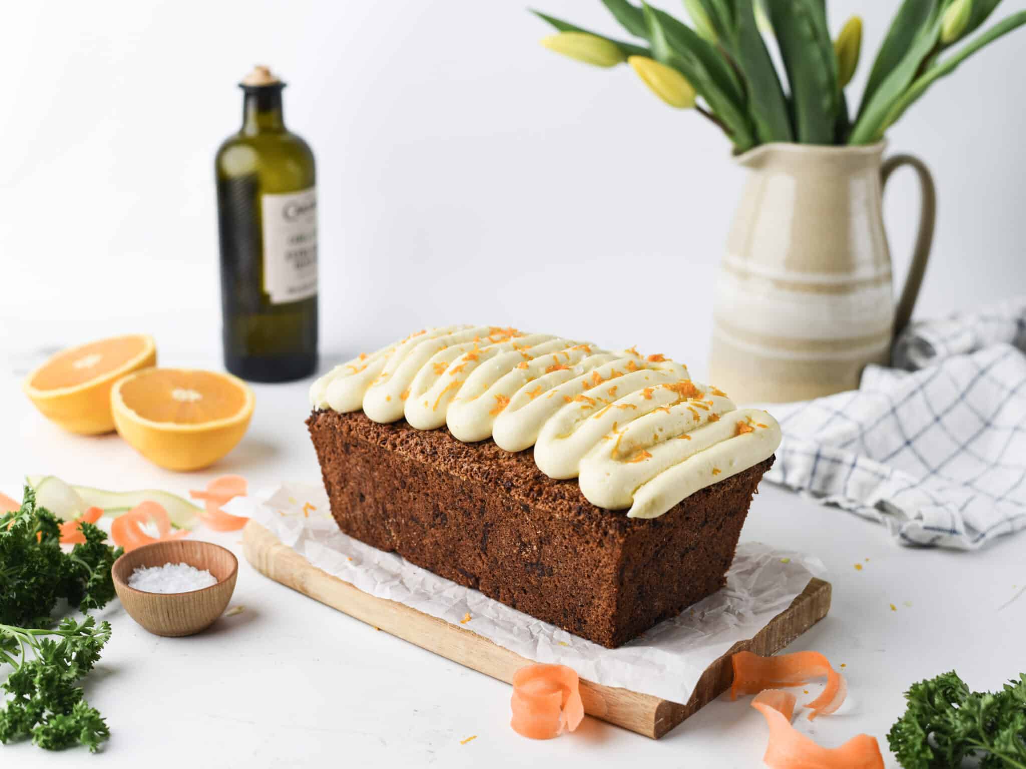 Carrot and Zucchini Olive Oil Cake with Cream Cheese Frosting