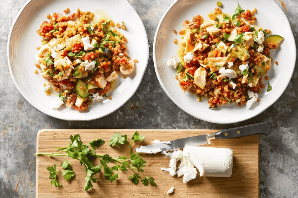 Mediterranean Chicken and Wheat Berry Salad