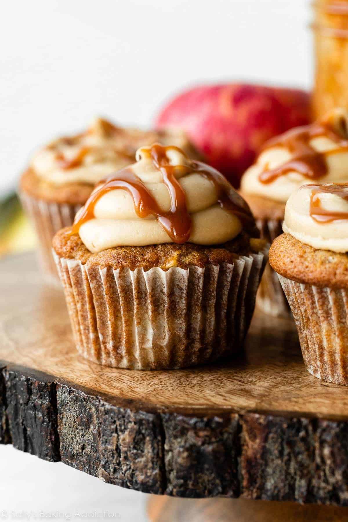 Apple Cupcakes with Salted Caramel Frosting 