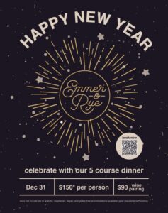Emmer & Rye - New Year's Eve Dinner