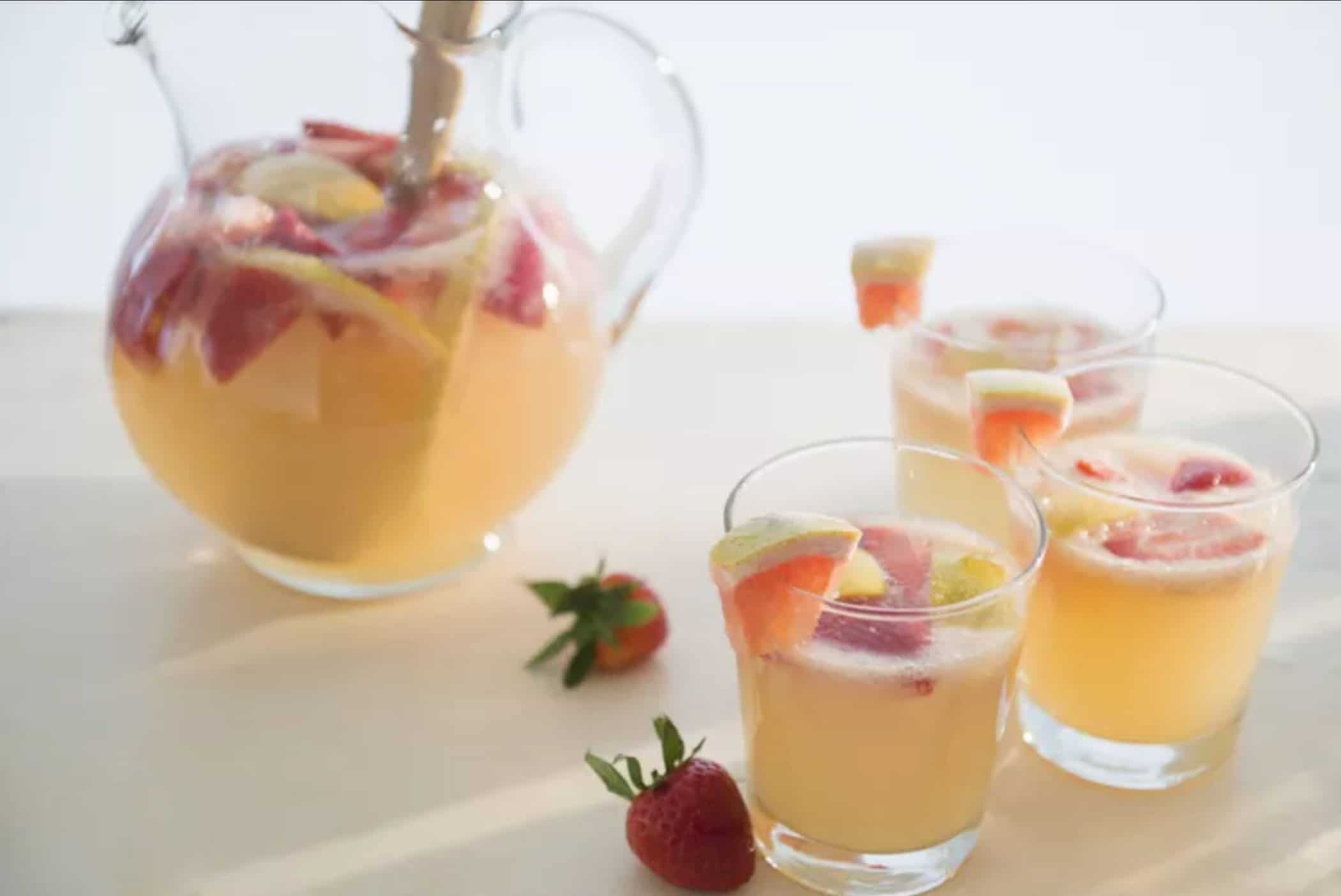 Sparkling strawberry rose cocktail