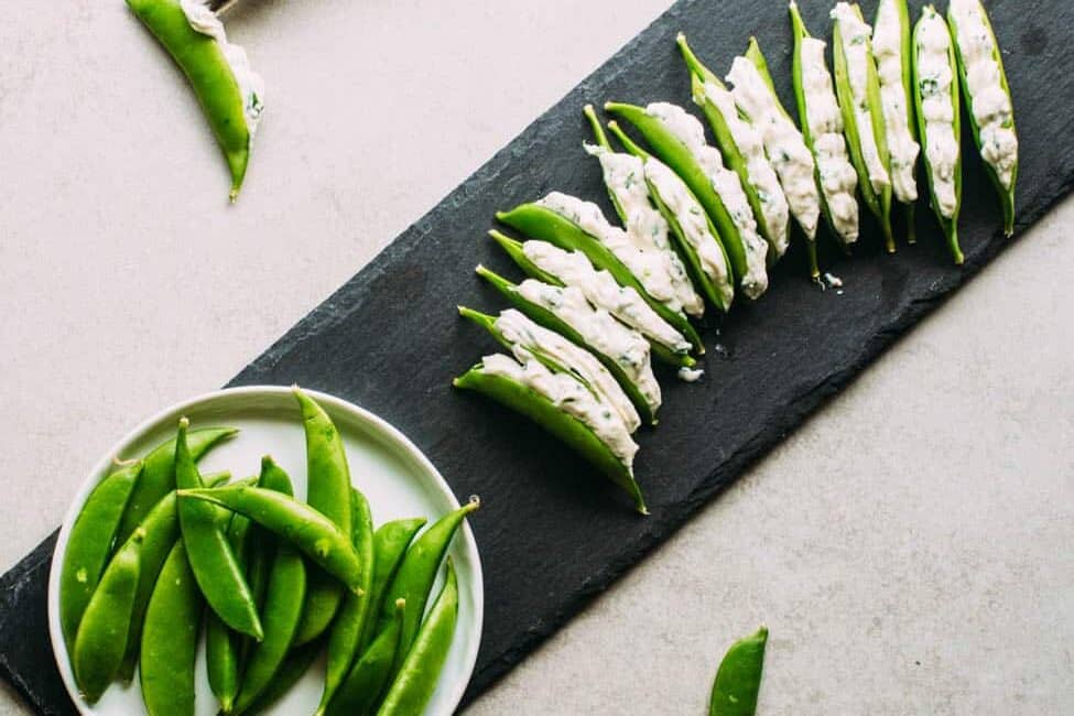 Herb and Cheese Stuffed Snap Peas