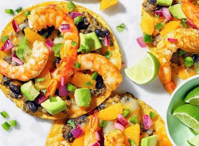 Shrimp Tostadas with Avocado Salsa