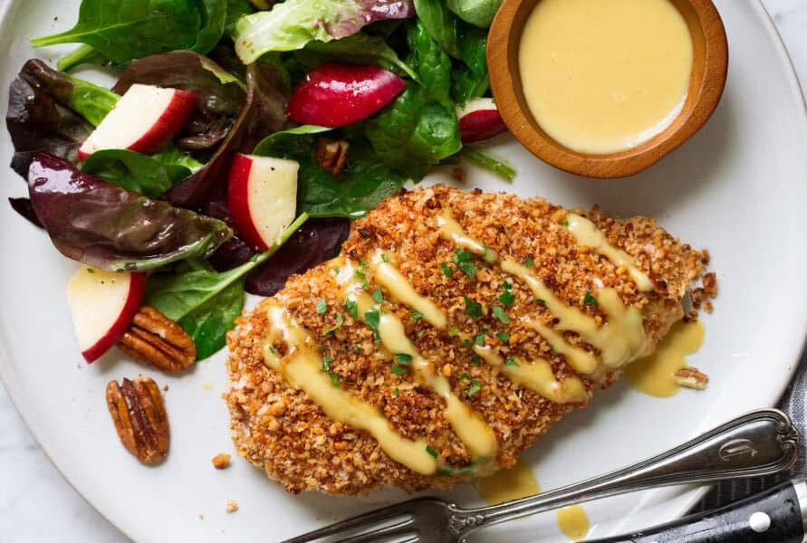 Honey Mustard Pecan Crusted Chicken