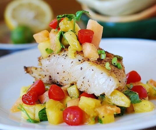 Black Cod with Tropical Salsa