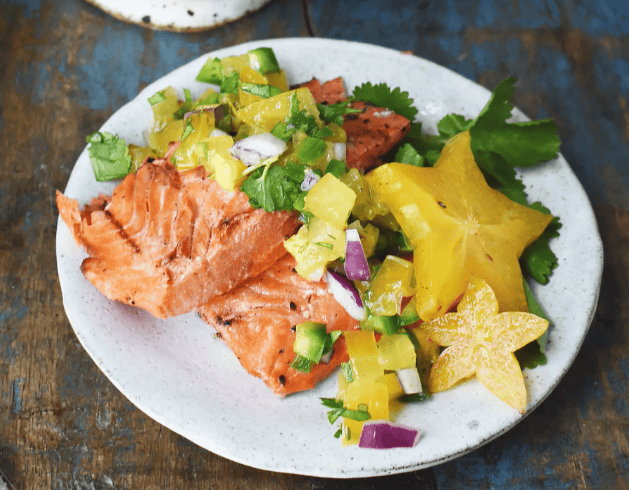 Grilled Salmon with Starfruit Salsa