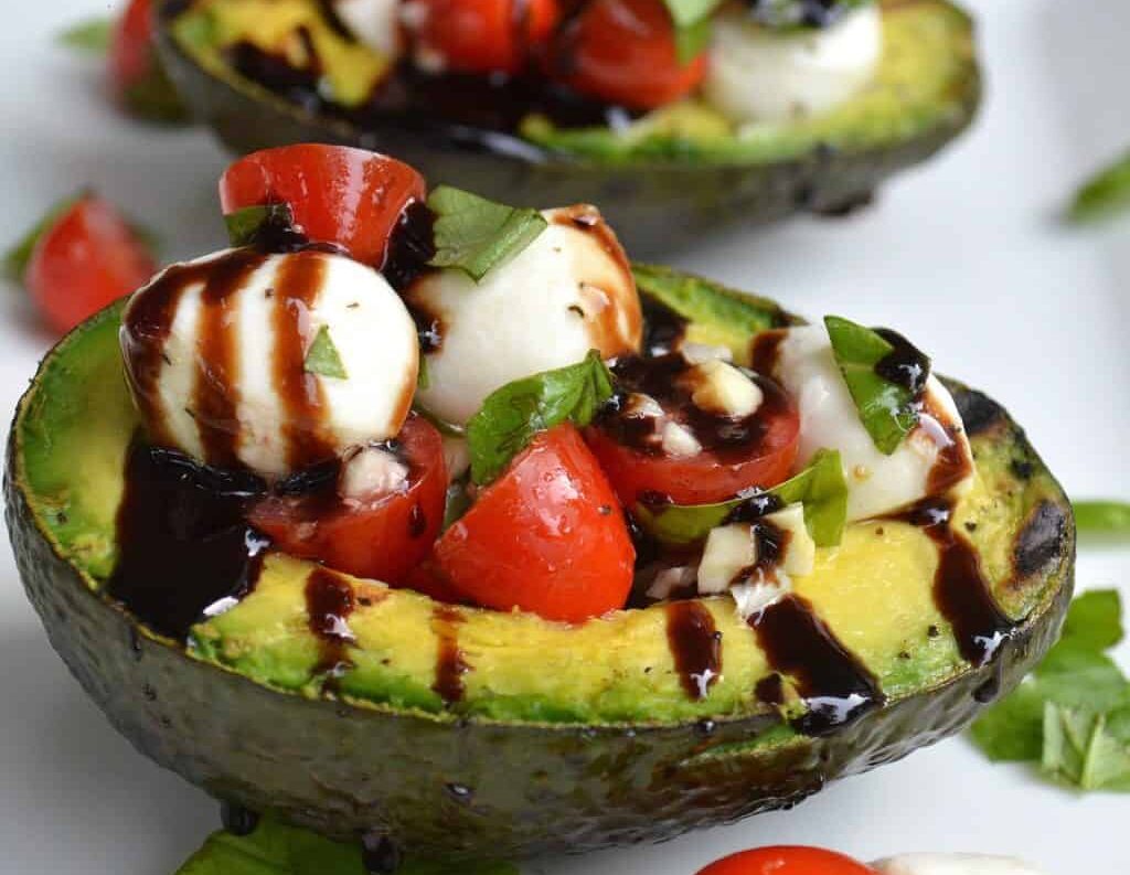 Grilled Avocado Caprese Salad