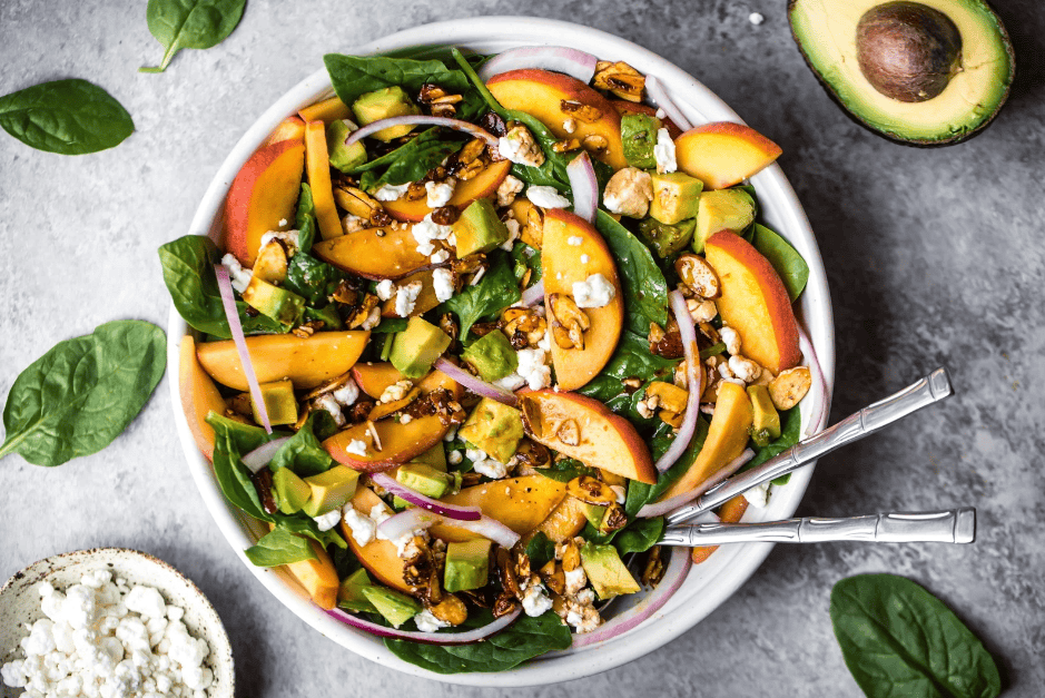 071224 peach and spinach salad 071224 peach and spinach salad