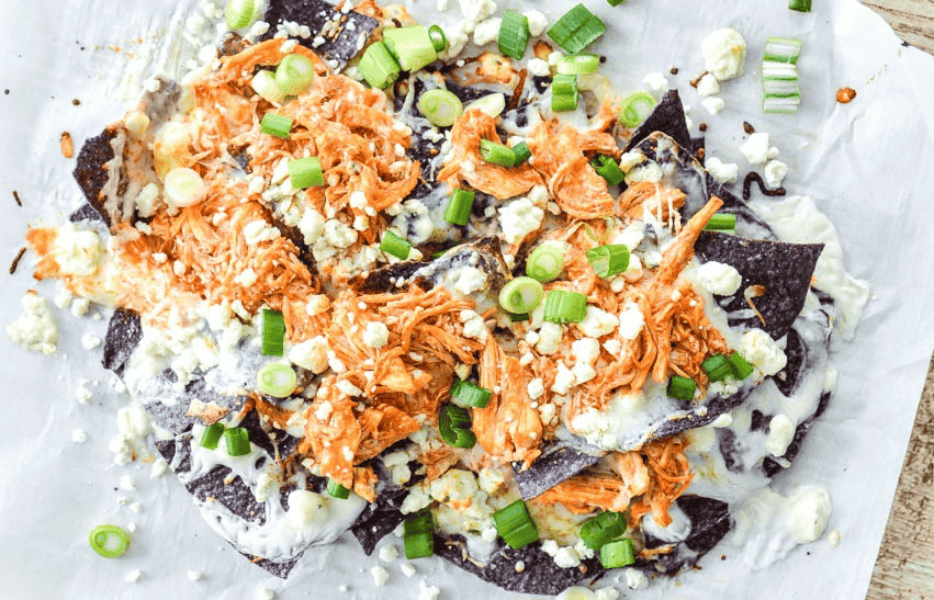 110524 bbq chicken and blue cheese nachos