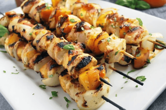 peach chicken kabobs