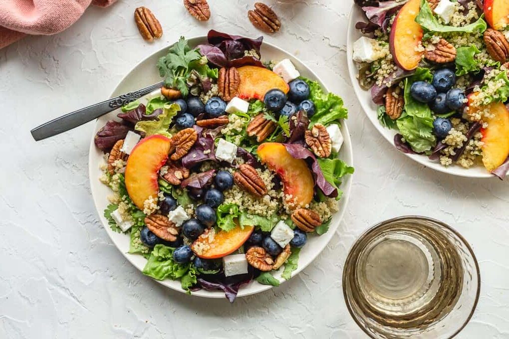 summer peach salad with blueberries 2