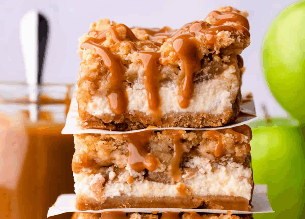 caramel apple cheesecake bars