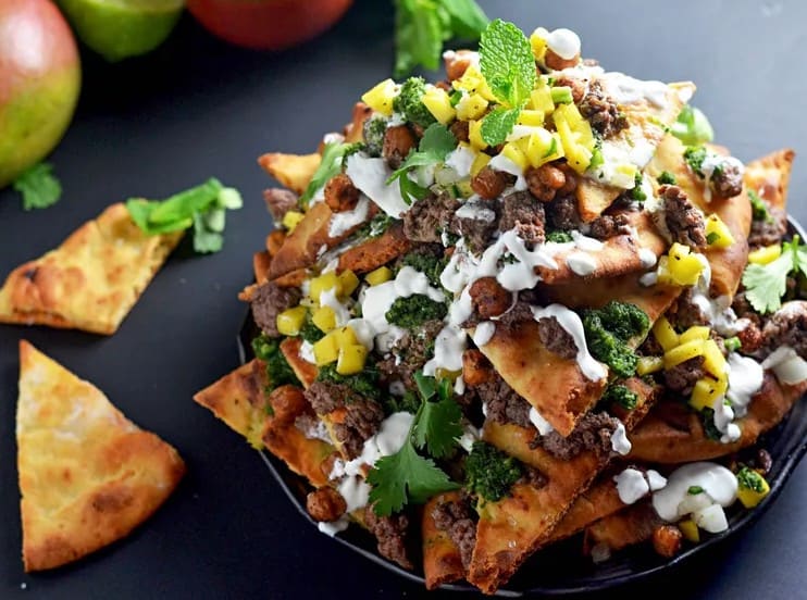 loaded naan nachos