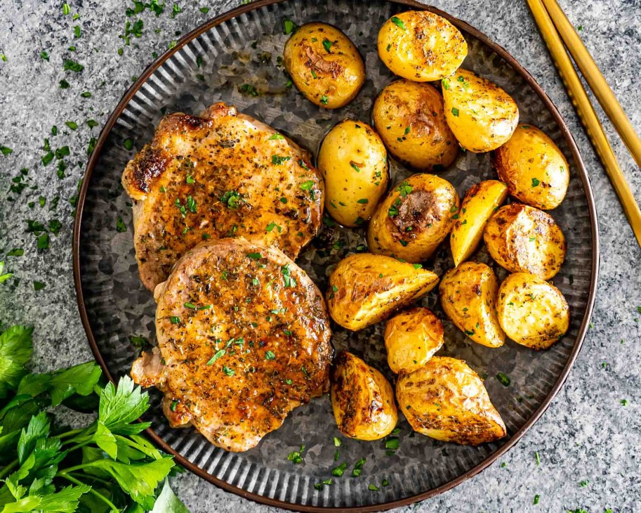 sheet pan ranch pork chops