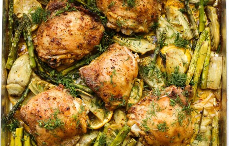 spring chicken with artichokes and asapragus