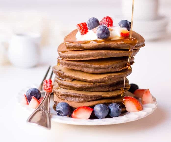 veggie loaded chocolate pancakes